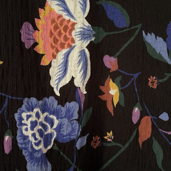 Anthropologie Black Floral Josie Dolman Sleeve Top XSP Crepe Boho Peasant Flowy - Picture 8 of 12